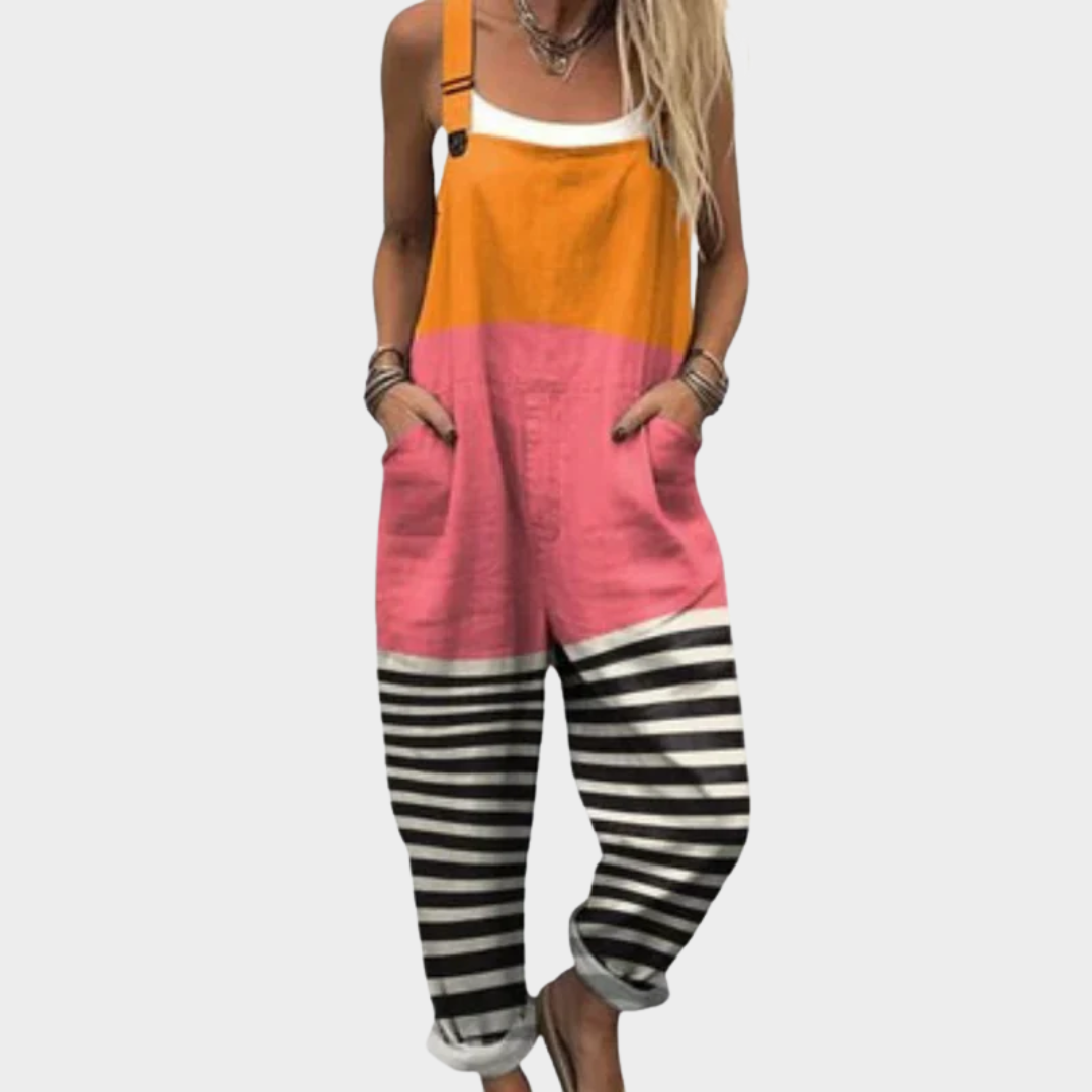 ORANGE, PINK & BLACK PRINTED COMFORT JUMPSUIT