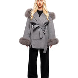 SHORT WOOL JACKET WITH LUXURY FAUX-FUR CUFFS