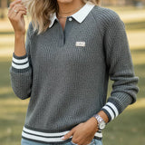 CONTRAST COLLAR SWEATER