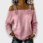 CASUAL BUCKLE STRAP DENIM TOP
