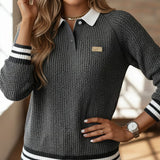 CONTRAST COLLAR SWEATER