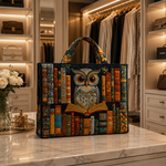 Quilted Tote Bag - Owl and Ancient Books