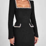 Exquisite And Playful Pearl Trim Pocket Mini Dress