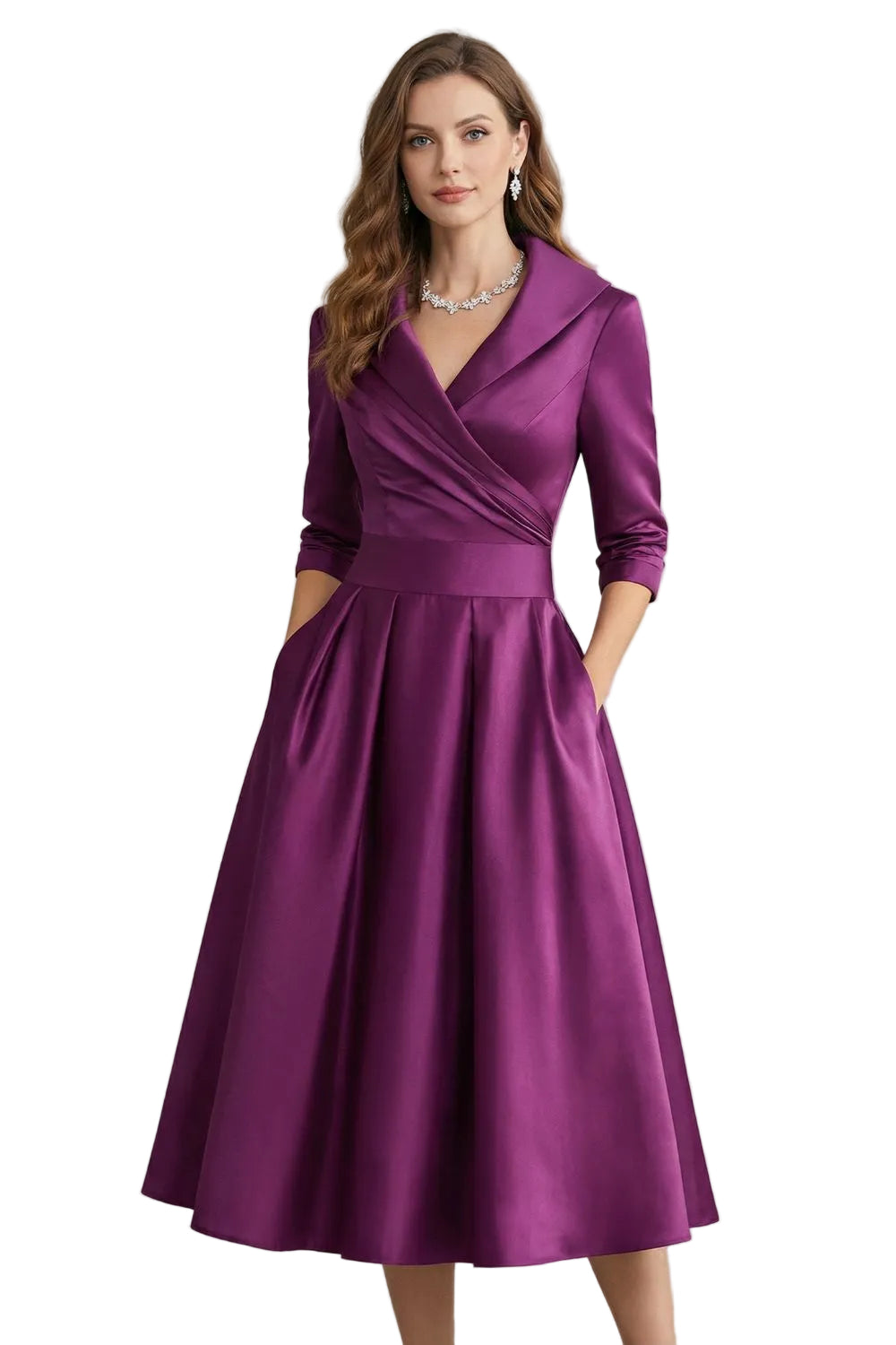 Élodianne – Draped collar elegance – Midi dress