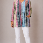 MULTICOLOUR LONG BLOUSE WITH V-NECK 4