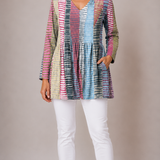 MULTICOLOUR LONG BLOUSE WITH V-NECK 4
