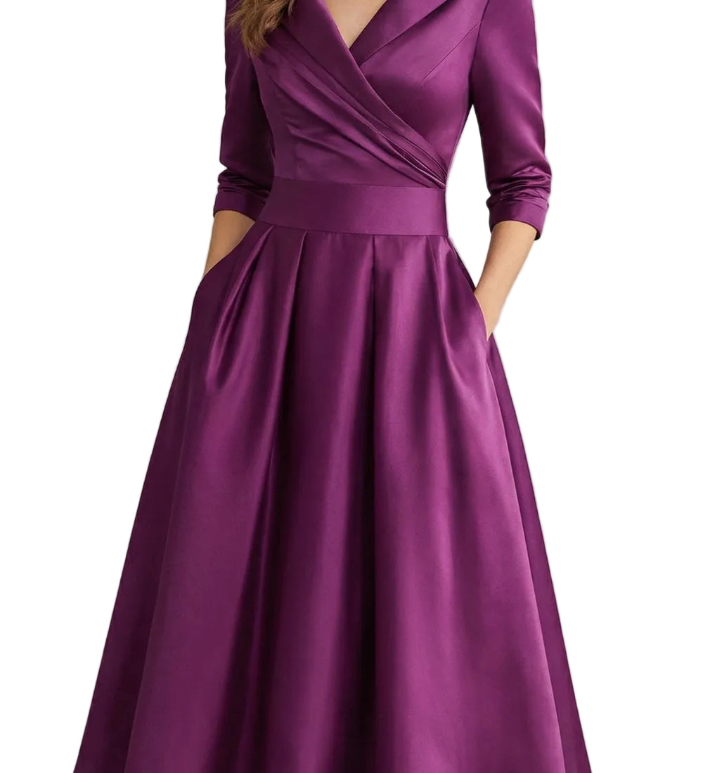Élodianne – Draped collar elegance – Midi dress