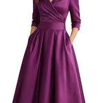 Élodianne – Draped collar elegance – Midi dress