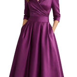Élodianne – Draped collar elegance – Midi dress