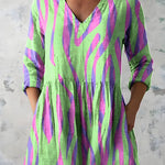GREEN LONG BLOUSE WITH V-NECK 4