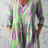 GREEN LONG BLOUSE WITH V-NECK 4