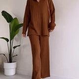 STRIPED JACQUARD TWO-PIECE SET