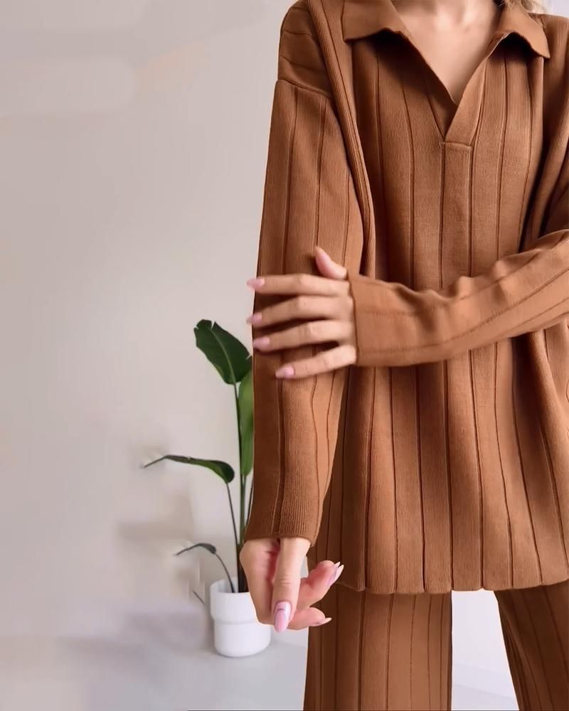 STRIPED JACQUARD TWO-PIECE SET