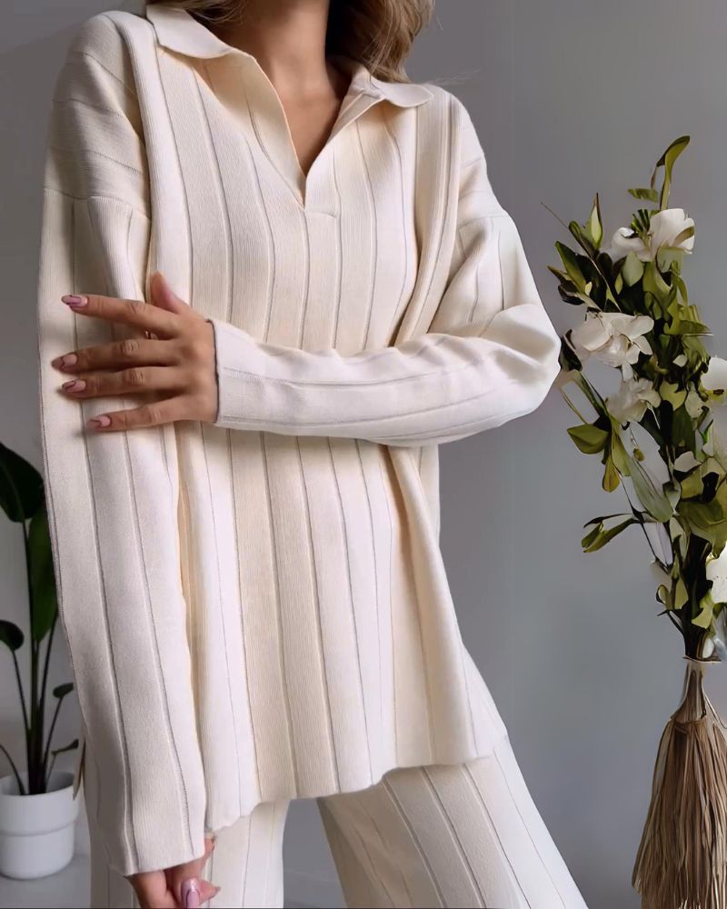 STRIPED JACQUARD TWO-PIECE SET