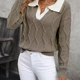 CABLE KNIT SWEATER WITH COLLAR