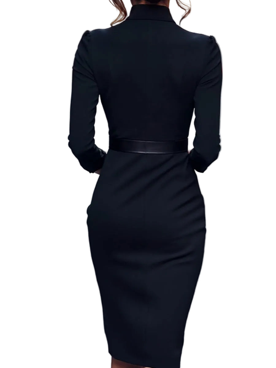Lina – Elegante abito nero con cintura