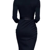Lina – Elegante abito nero con cintura