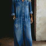 RELAXED WIDE-LEG UTILITY DENIM JUMPSUIT