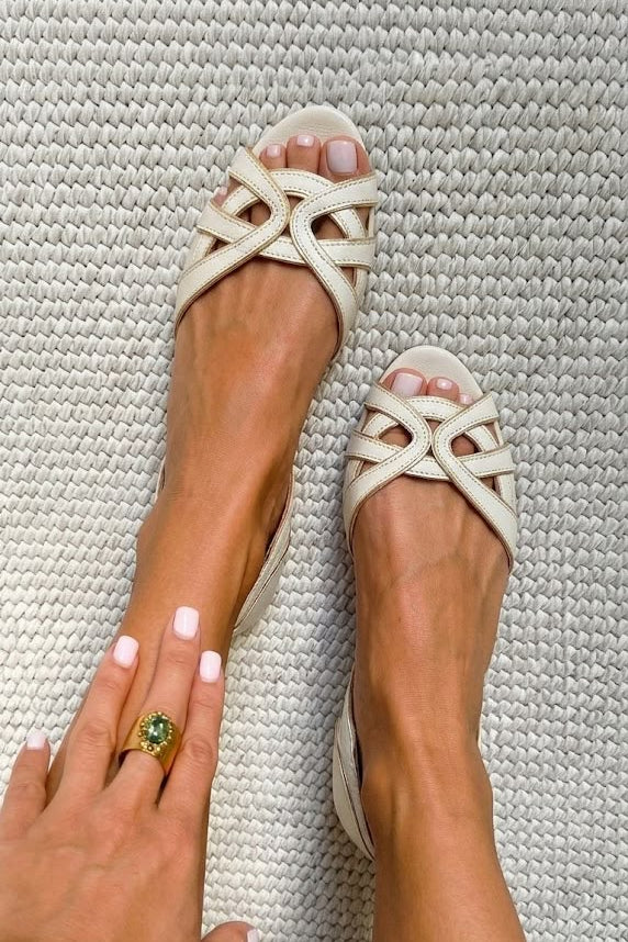CREAM BRAIDED SANDALS