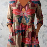 MULTICOLOUR LONG BLOUSE WITH V-NECK 3