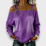 CASUAL BUCKLE STRAP DENIM TOP