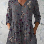 GREY LONG BLOUSE WITH V-NECK 2