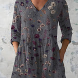 GREY LONG BLOUSE WITH V-NECK 2
