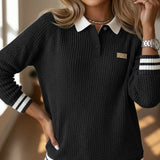 CONTRAST COLLAR SWEATER