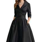 Élodianne – Draped collar elegance – Midi dress