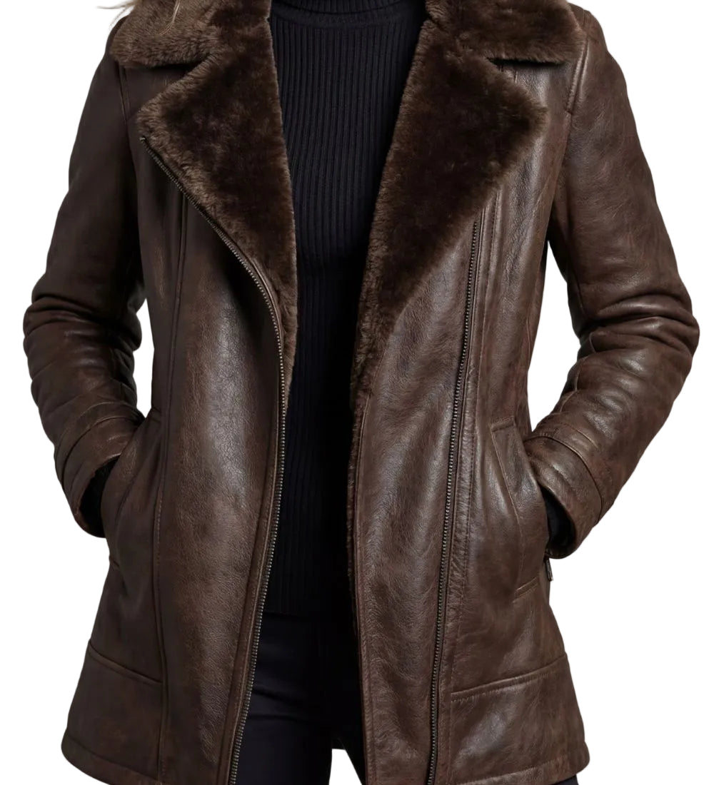 Ravella – Shearling-lined elegance – Leather jacket