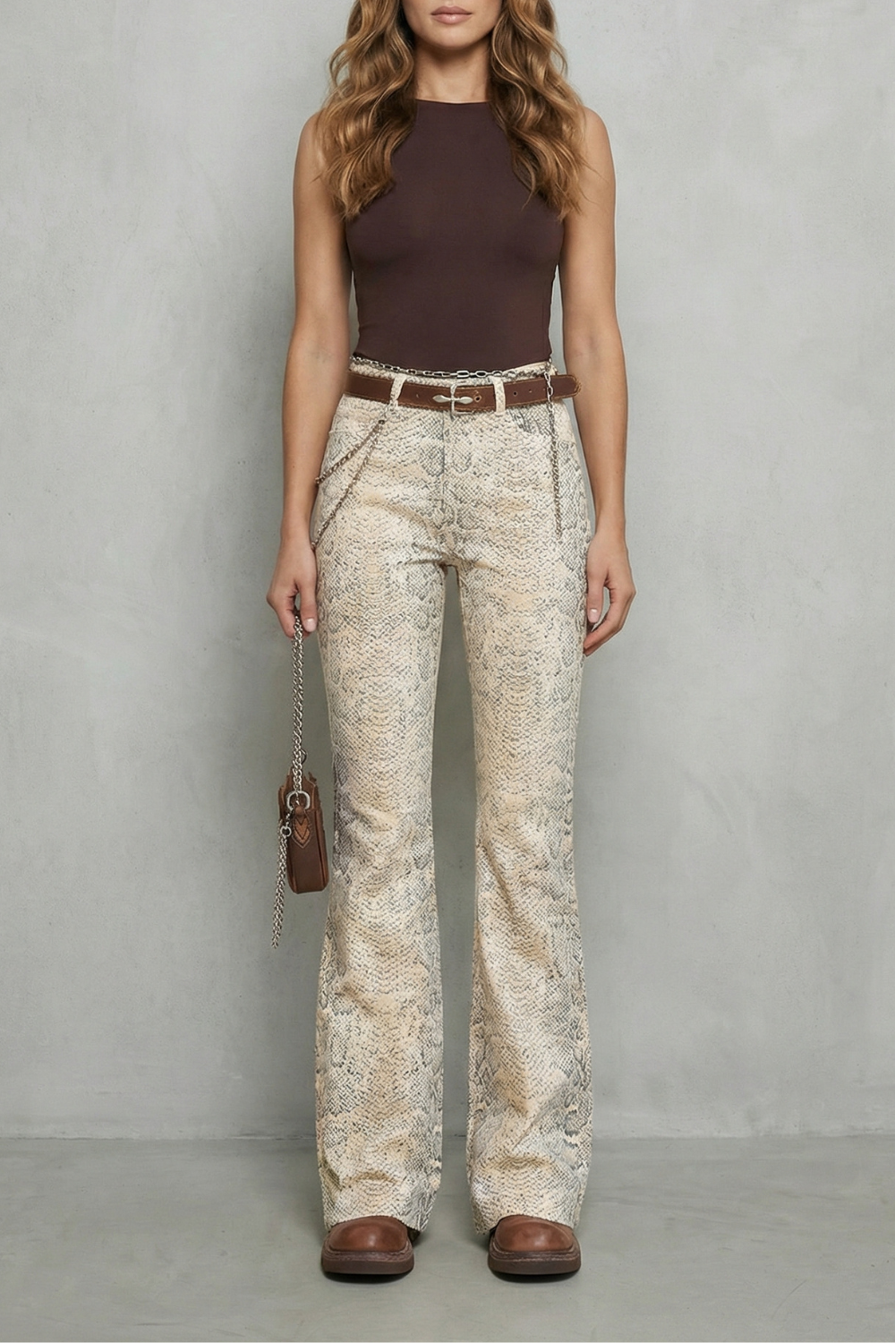 Seraphielle – Snake print elegance – Palazzo jeans