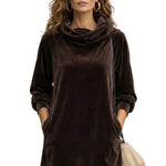 Moréna – Velvet drape comfort – Cowl neck mini dress