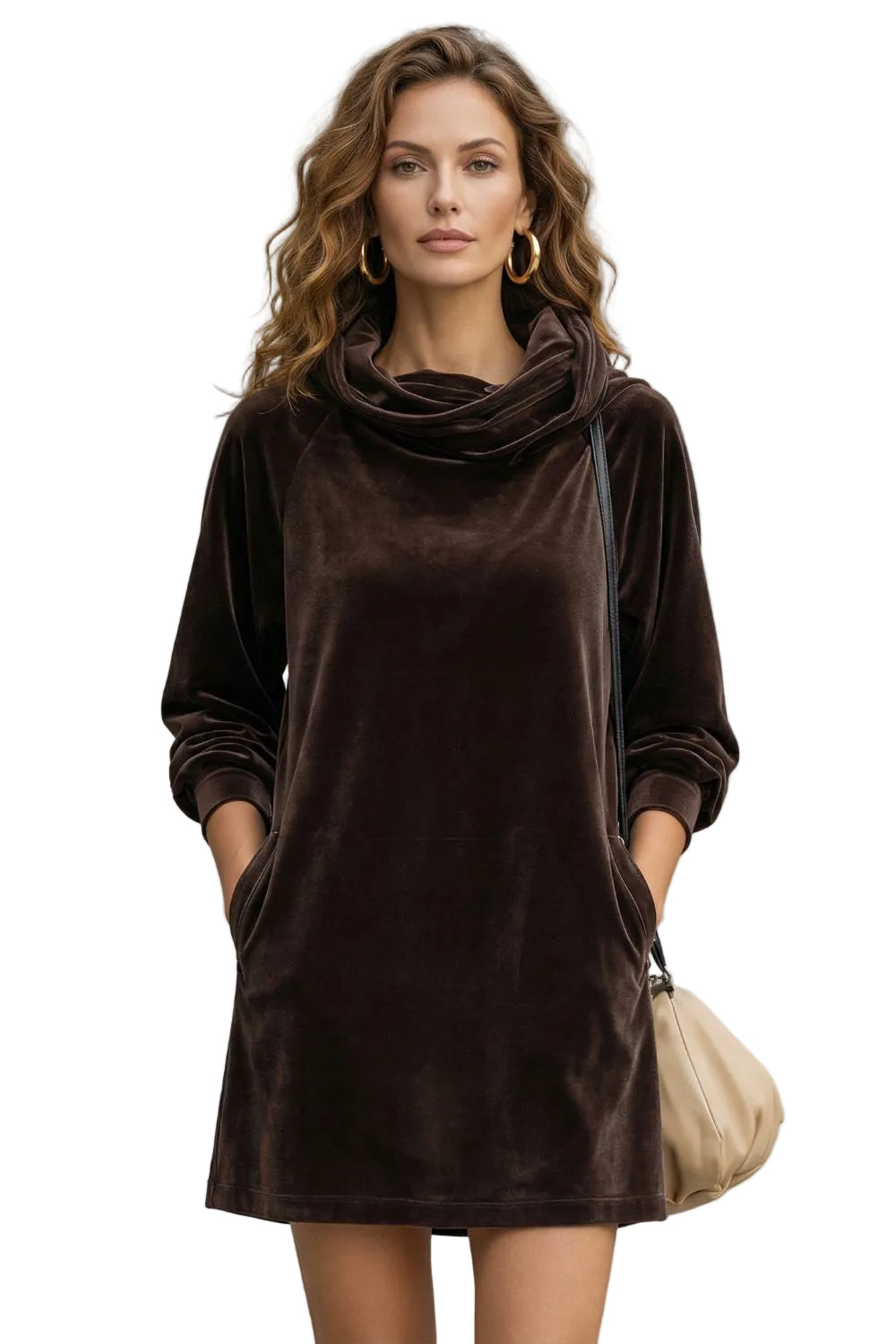 Moréna – Velvet drape comfort – Cowl neck mini dress
