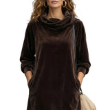 Moréna – Velvet drape comfort – Cowl neck mini dress