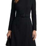 Nivara – Asymmetric belted waist – A-line midi dress