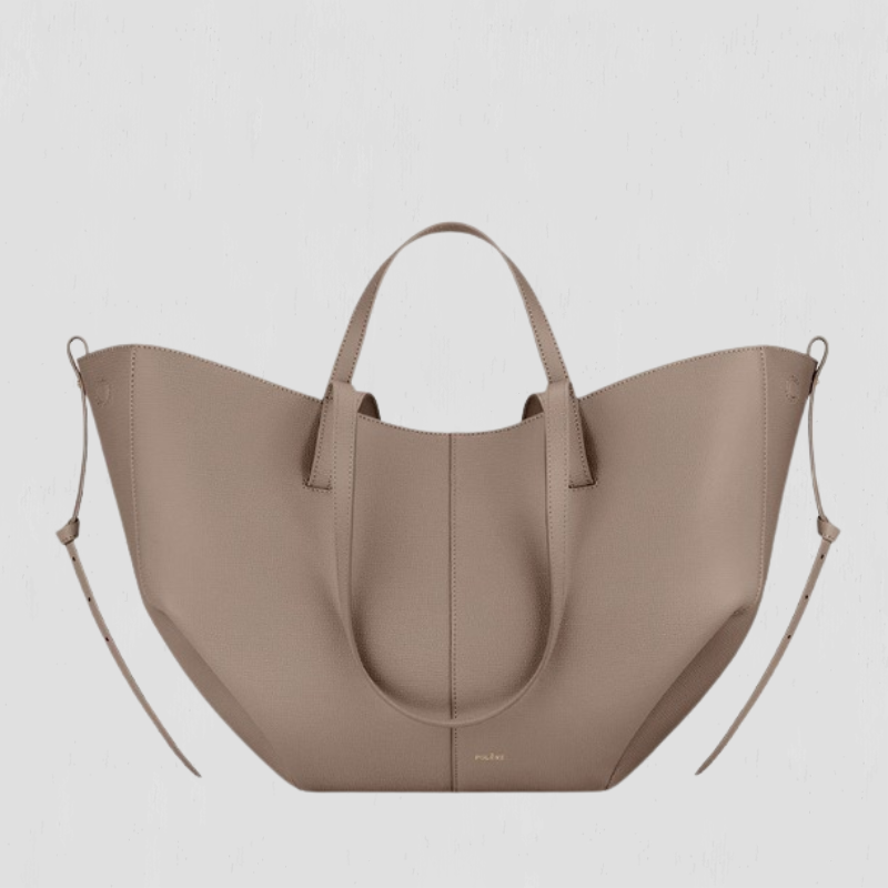 STRUCTURED TOTE BAG WITH RUCHED DETAILS