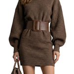 Aderisse – Structured knit fit – Belted mini dress (Belt included)