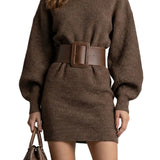 Aderisse – Structured knit fit – Belted mini dress (Belt included)