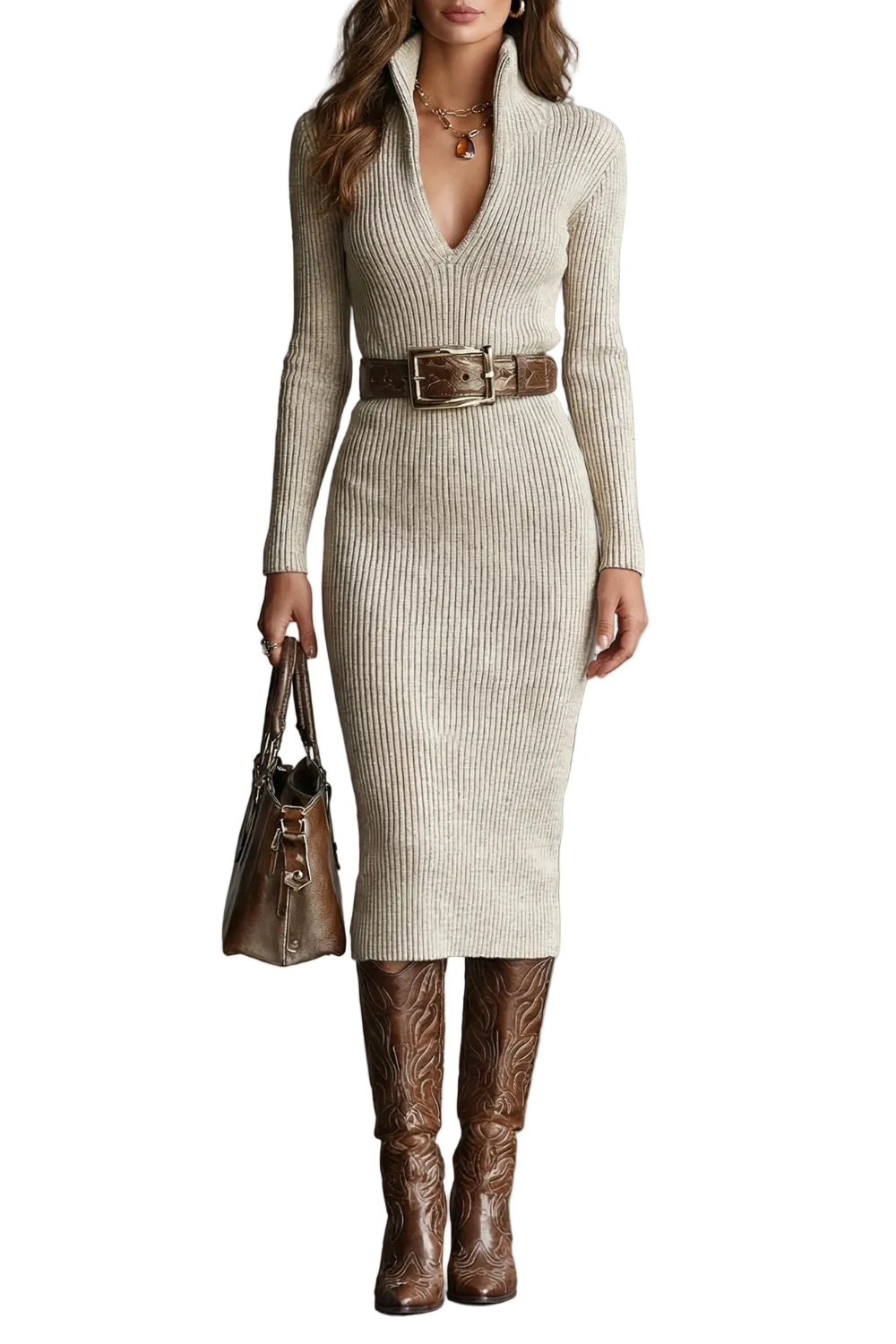 Valenoré – Sculpted elegance – Knit midi dress
