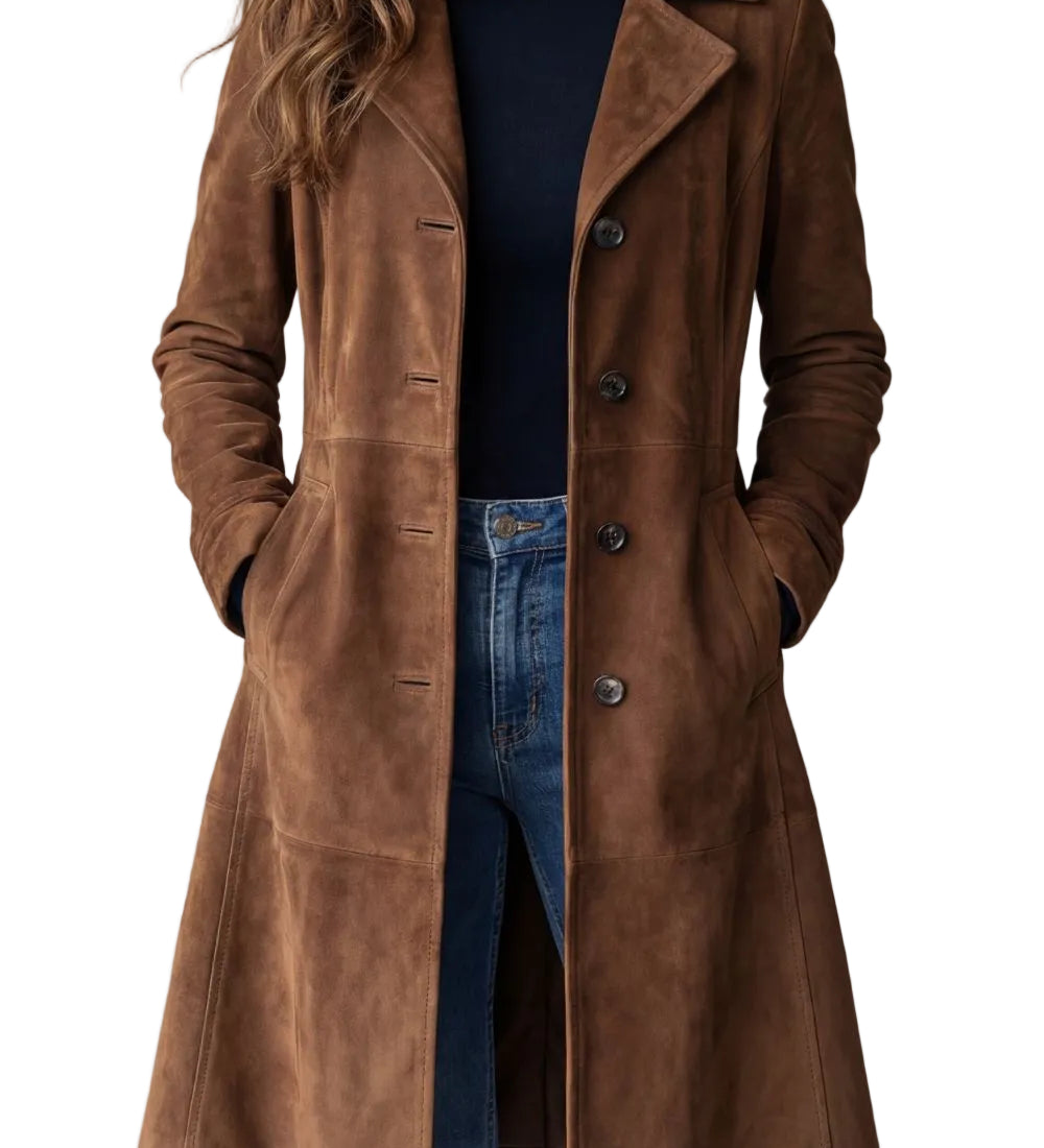 Delvienne – Vintage suede finish – Longline coat