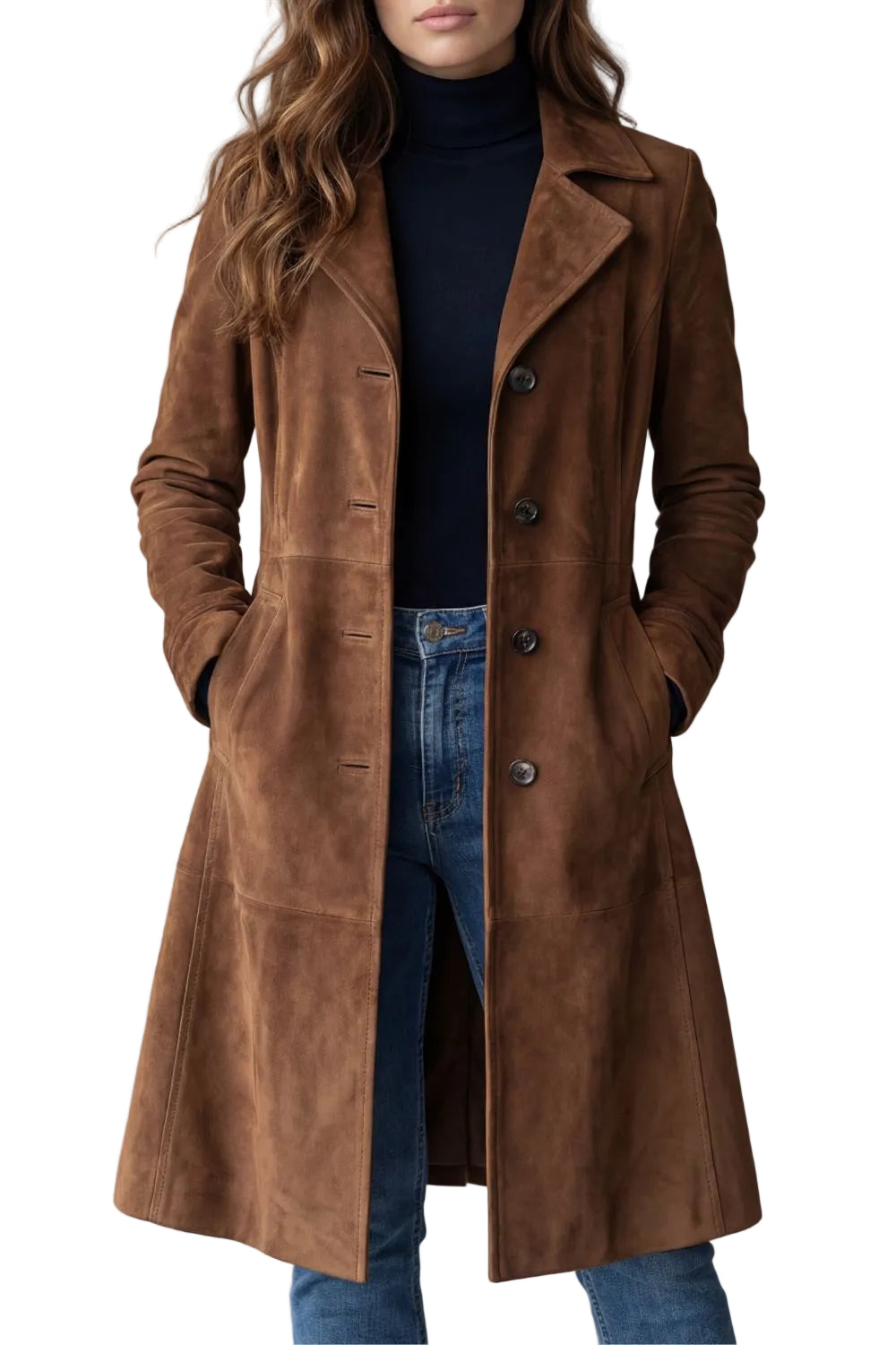 Delvienne – Vintage suede finish – Longline coat