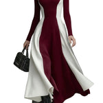 Mariveille – Sculpted contrast flow – Turtleneck dress