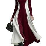 Mariveille – Sculpted contrast flow – Turtleneck dress