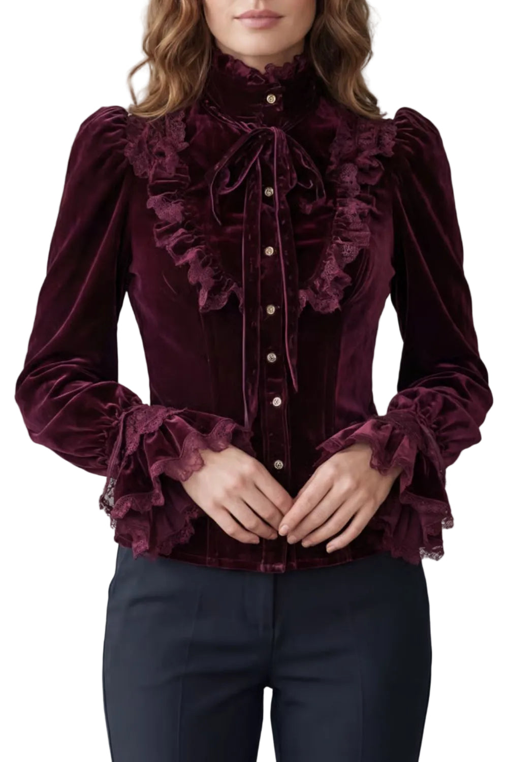 Vignoletta – Ruffled velvet lace – Victorian blouse