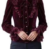 Vignoletta – Ruffled velvet lace – Victorian blouse