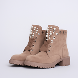 PEARL AND RHINESTONE ANKLE BOOTS