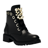 PEARL AND RHINESTONE ANKLE BOOTS