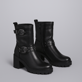 BLACK ANKLE BOOTS WITH COMFORTABLE HEEL