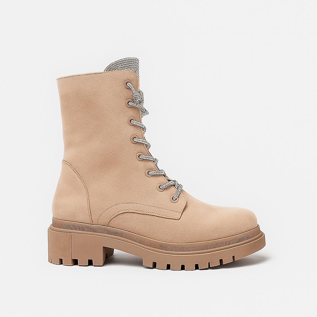 LACE-UP ANKLE BOOTS WITH JEWEL TONGUE