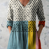 MULTICOLOUR LONG BLOUSE WITH V-NECK 13